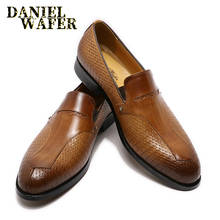 Luxury Brand Men's Loafers Man Genuine Leather Shoe Handmade Slip On Brown Black Wedding Office Business Casual Dress Men Shoes 2024 - compra barato