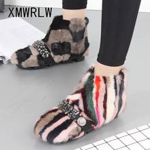 XMWRLW-Botas de nieve cálidas para mujer, botines de piel a la moda con diamantes de imitación, zapatos de invierno, 2020 2024 - compra barato