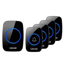 CACAZI-timbre inalámbrico a prueba de agua, 4 botones, 1, 2 y 3 receptores, 300M, 220V 2024 - compra barato