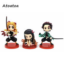 3pcs/set Demon Slayer Kimetsu No Yaiba Kamado Tanjirou / Nezuko / RenKakarotto Kyoujurou Mini PVC Figures Q Posket Toys 2024 - buy cheap