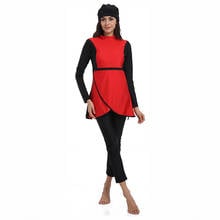 Купальник PEIFU в мусульманском стиле для женщин, Средний Восток, традиционный исламский хиджаб, полноразмерный красный купальник из Буркини, купальный костюм для женщин 4XL 2024 - купить недорого
