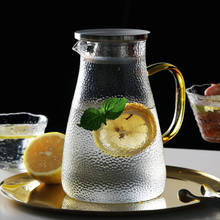 Bule de vidro transparente à prova de calor da água quente/fria do bule de chá da flor do jarro da limonada do suco do frasco de água 2024 - compre barato