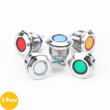 Luz led de metal indicadora, 19mm, à prova d'água, lâmpada de sinal, 3v, 6v, 12v, 24v, 220v, conexão com parafuso, vermelho, amarelo, azul e branco, 1 peça