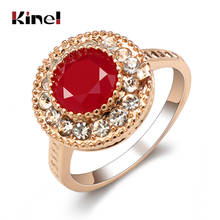 Kinel 2019 anéis vermelhos para casamento de noiva moda coreia para mulheres anéis grandes de ouro joias vintage atacado 2024 - compre barato