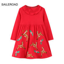 SAILEROAD/платья с принтом пингвина для девочек от 2 до 8 лет Детское платье с длинными рукавами, наряд платье принцессы для маленьких девочек хлопковая детская одежда 2024 - купить недорого