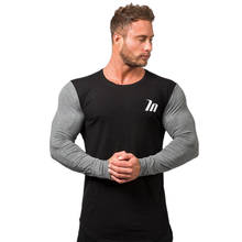 Mens Summer New T-shirt Workout Fitness Bodybuilding Shirts Slim Fit Fashion Casual Male Long Sleeve Cotton Tees Tops Clothes 2024 - buy cheap