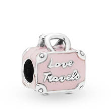 Free Shipping Authentic 925 Sterling Silver Pink Travel Bag Charm Fit Original Pandora Bracelet For Women DIY Jewelry S925 Bead 2024 - buy cheap