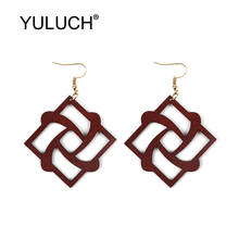 YULUCH-pendientes colgantes Pop para mujer, joyería de moda para mujer, aretes colgantes grandes geométricos de madera hueca étnica africana India 2019 2024 - compra barato