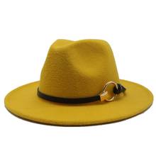 Chapéu feminino de lã para outono e inverno, sombrero jazz de feltro para homens e mulheres, chapéu casual vintage 2024 - compre barato