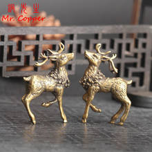 Vintage Copper Deer Ornaments 1 Pair Solid Brass Sika Deer Figurines Lucky Feng Shui Crafts Sculpture Home Office Desk Deoration 2024 - buy cheap
