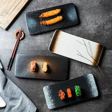 Plato Rectangular creativo de cerámica de estilo japonés, vajilla de cocina Retro para postre, aperitivos y Sushi, para el hogar 2024 - compra barato