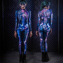 Adult Skeleton Print Halloween Cosplay for Women Ghost Jumpsuit Party Carnival Performance Print Clothing Scary Costume Bodysuit 2024 - buy cheap