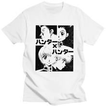 Camisetas masculinas 100% algodão, anime japonês, hxh, camisetas, gola redonda, manga curta, roupa de verão 2024 - compre barato