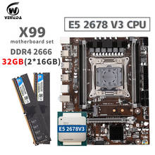 Conjunto de placa mãe veineda original x99, ddr4, lga 2011-3 conjuntos com cpu xeon e5 2678 v3 32gb 2*16gb 2666mhz, memória ddr3 2024 - compre barato