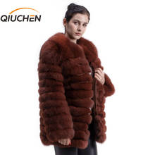 QIUCHEN PJ1823 FREE SHIPPING women's real fox fur coat genuine fox outwear fluffy fur autumn and winter wholsale new arrival 2024 - buy cheap