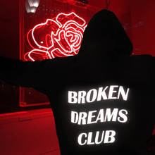 Unisex Tumblr Black Hoody   Inspired Aesthetic Pastel Grunge Aesthetics Broken Dreams Club Reflective Hoodie 2024 - buy cheap