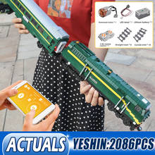 MOULD KING-Tren de ciudad accionado por energía para niños, 12001, China NJ2, locomotora diésel, tren con motor, tren, bloques de construcción, Juguetes 2024 - compra barato