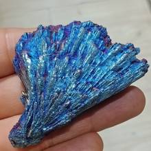 Dhxyzb aço natural em forma de leque 50-200g, turmalina preta, chapeamento roxo azul, pedra original de cura, espécime mineral reiki 2024 - compre barato