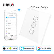 SUPLO Wifi Smart Wall Touch Switch Glass Panel EU Standard 3 GANG APP Remote Control Works with Amazon Alexa Google Home 2024 - buy cheap