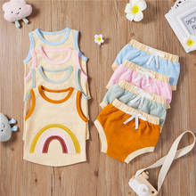 Citgeett Summer Newborn Baby Girls Boys Casual Two-piece Clothes Set Rainbow Sleeveless Vest + Shorts Clothes Set 2024 - buy cheap