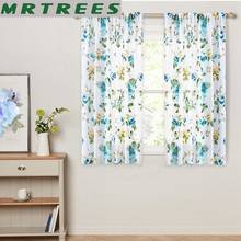 Floral Printed Short Curtains For Kitchen Voile Curtains For Living Room Voile Curtains Window Drapes Customized Fabric Drapes 2024 - buy cheap