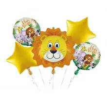 5 pçs dos desenhos animados da selva animais folha balão de hélio feliz aniversário selva menino menina decorações de festa crianças brinquedo chuveiro do bebê bolas de ar 2024 - compre barato