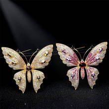 Fashion Cute Butterfly Pink Zircon Brooches Pin for Women Scarf Pin Suit Corsage Badge Xmas Gift 2024 - buy cheap