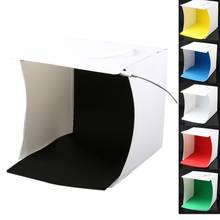 Mini caja de estudio fotográfico, Kit de tienda de fotografía portátil de 8,9X9X9,5 pulgadas, Softbox de iluminación plegable blanca con 40 luces Led 2024 - compra barato