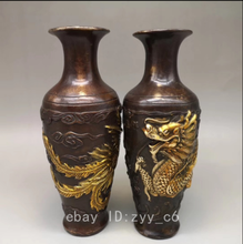 Xuande-jarrón tallado de dragón y Fénix, 8 ", Bronce Antiguo, China, un par 2024 - compra barato
