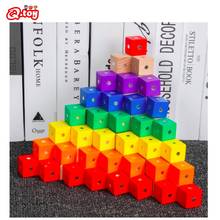 High quality wood Montessori educational math toy magnetic cube block wooden blocks teaching aids color number shape cognition 2024 - buy cheap