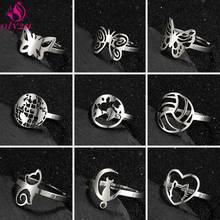 Hot Sale Gothic Harajuku Stainless Steel Butterfly Adjustable Punk Ring for Woman Man Premium Map Heart Shaped Cat Jewelry 2021 2024 - buy cheap