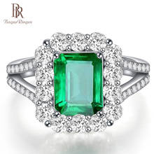 Anel formato quadrado bague ringen, prata esterlina 925, esmeralda ajustável, para mulheres, luxo, casamento, noivado, verde, pedras preciosas 2024 - compre barato