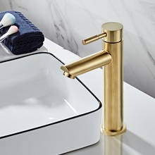 Bathroom Faucet Solid Brass Bathroom Basin Faucet Cold And Hot Water Mixer Sink Tap Single Handle Deck Mounted Brushed Gold Tap 2024 - buy cheap