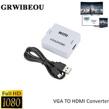 Grwibeou 1080p vga 2 hdmi adaptador de áudio conector vga2hdmi mini vga para hdmi conversor com áudio para computador portátil para projetor hdtv 2024 - compre barato
