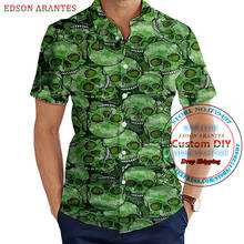 Green Skulls Button Down Hawiian Shirt Men Funny Skulls 3d Print Summer Casual Shirt Unisex Hip Hop Punk Rock Shirt Custom S-6XL 2024 - buy cheap