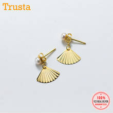 TrustDavis 100% maciza 925 Plata de Ley cuentas de oro del Sector pendientes para chica, las mujeres dama de moda creativa de DS901 2024 - compra barato