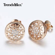 Trendsmax New Cut Out Earrings for Women Girls 585 Rose Gold Cubic Zircon Round Heart Shaped Stud Earrings Fashion Jewelry GE277 2024 - buy cheap