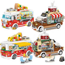 Minibloques de construcción de furgoneta Pissa para niños, juegos de coches, modelo, juguetes para niños, adolescentes, creador de helados, ciudad, Picnic de viaje 2024 - compra barato