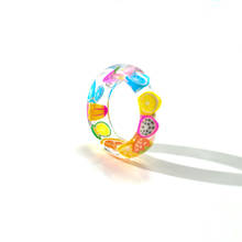HJ44-anillos de resina hechos a mano con forma de fruta, materiales artesanales en el interior, anillos de resina transparentes, joyería para mujeres, regalos románticos 2024 - compra barato