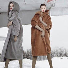 Wenfly mulheres oversized longo casaco com capuz casaco de inverno feminino quente grosso do vintage oversized casual solto pele do falso 2024 - compre barato