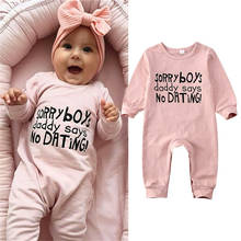 Ropa Para niña recién nacida, Pelele de manga larga con estampado de letras, mono informal, trajes de algodón rosa 2020 2024 - compra barato