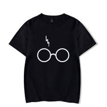 Camiseta de algodón con estampado de gafas HARRYS para hombre y mujer, ropa de marca de la Escuela de brujería y hechicería, Harajuku 2024 - compra barato