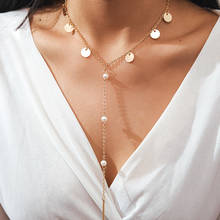 HuaTang Simple Gold Color Long Chains Imiation Pearl Choker Necklaces Geometric Pendants Necklaces For Women Jewelry Gifts 9198 2024 - buy cheap