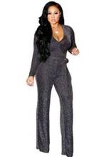 Sexy Deep V Neck Wide Leg Jumpsuit Women Loose Long Sleeve Elegant Romper with Sashes Ribbed Nightclub Party Overalls AE249 2024 - buy cheap