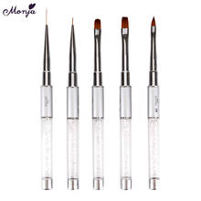 Monja 5Pcs/Set Nail Art Rhinestone Handle Acrylic UV Gel Extension Builder Coating Painting Brush Stripe Lines Liner Drawing Pen 2024 - buy cheap