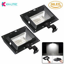 Khlitec 2 pacote solar powered calha luz ao ar livre 30 led pir sensor de movimento led luzes solares lâmpadas de parede para jardim de rua ao ar livre 2024 - compre barato