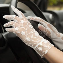 Lace Gloves Mesh Rose Flower Pearl Non-slip Driving Gloves Sunscreen Breathable Women Summer Spring 2021 Touch Screen Ladies 2024 - buy cheap