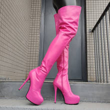 BERZIMER Women Over Knee High Boots Full Zip Heels Round Toe Platform Prom Party Cosplay Botas Shoes Woman Big Size 44 48 50 52 2024 - buy cheap