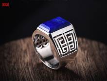 Real 925 sterling silver natural lapis lazuli men's personality domineering index finger ring 2024 - buy cheap