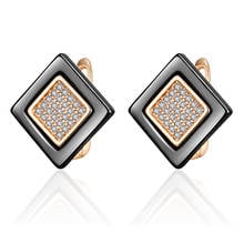 New Fashion Square Ceramic Stud Earrings Gold Silver Color Zirconia Small Earrings for Women Party Jewelry Girls Romantic Gifts 2024 - buy cheap